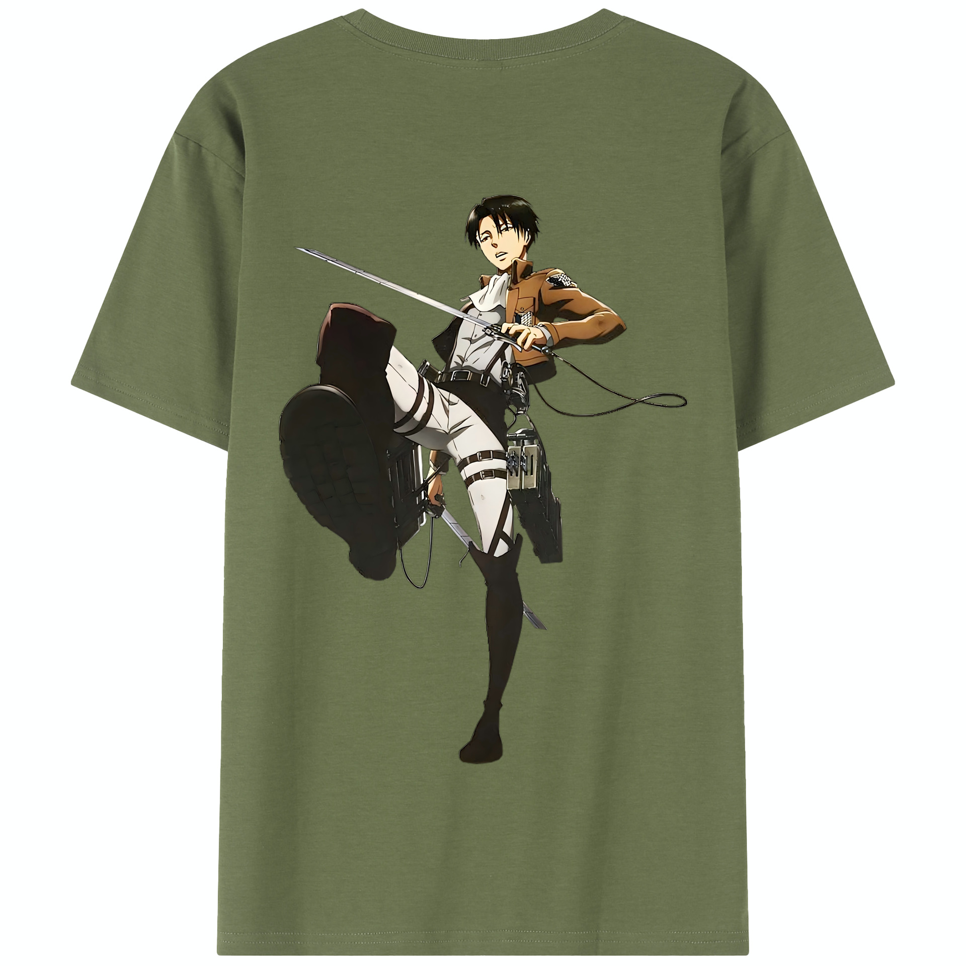 （画像用） 進撃の巨人 リヴァイ·アッカーマン Attack on Titan Levi Ackerman 綿100％半袖Tシャツ（背面プリント）